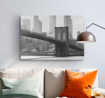 Canvas schilderij landen en steden Zwart en wit brooklyn