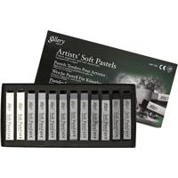 Creativ Company Gallery soft pastel set, l: 6,5 cm, dikte 10 mm, zwart/wit harmonie, 12 stuk/ 1 doos