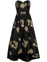 Marchesa Notte robe longue Marigold en satin à broderies - Noir