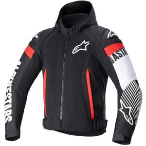 ALPINESTARS Zaca Air Jacket, Doorwaai motorjas heren, Zwart-Wit-Rood Fluo