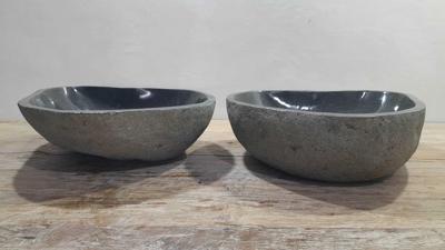 Doppelwaschbecken Flussstein RM250318AB, 47x43x15 cm