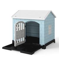 Buiten Hondenhok met Deur & 3 Ramen & Uitneembare Bodem & Hondenhuis Hondenkooi Blauw Buiten Hondenhok met Deur & 3 Ramen & Uitneembare Bodem & Hondenhuis Hondenkooi Blauw