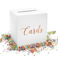 Verjaardag/jubileum enveloppendoos wit/rosegoud Cards 24 cm