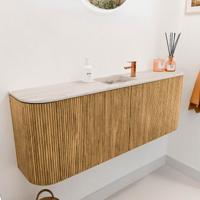 Toiletmeubel Mondiaz Joya Dlux | 113.2 cm | Meubelkleur Oak | Faye wastafel Nata Wasbak Midden | 1 kraangat