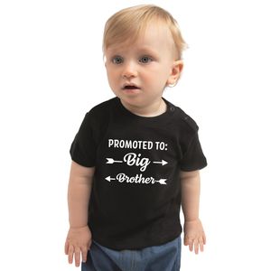 Promoted to big brother kado shirt voor baby / kinderen zwart 80 (7-12 maanden)  -