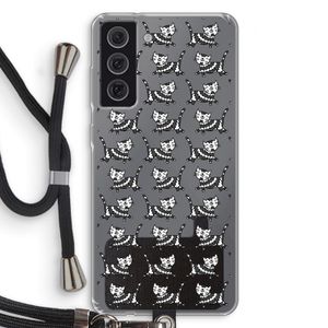 Zwarte poes: Samsung Galaxy S21 FE Transparant Hoesje met koord