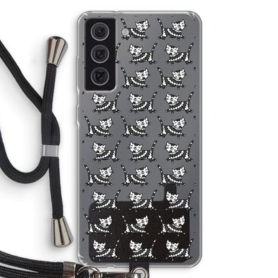 Zwarte poes: Samsung Galaxy S21 FE Transparant Hoesje met koord