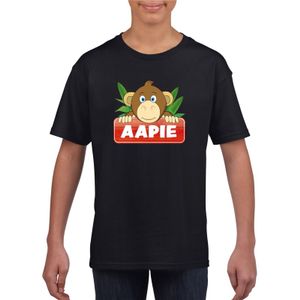 T-shirt zwart voor kinderen met Aapie het aapje XL (158-164)  -