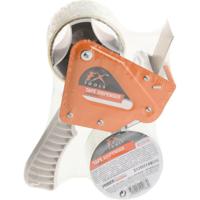 FX Tools Tape/plakband houder - inclusief 2x rollen verpakking plakband van 15 meter - breedte 5 cm - Tape (klussen) - thumbnail