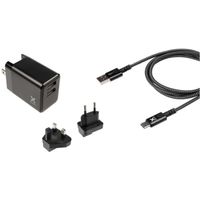 Xtorm Volt Reisstekker - EU/VK/VS naar 2xUSB + USB naar USB-C kabel oplader EU/VK/VS, USB-C