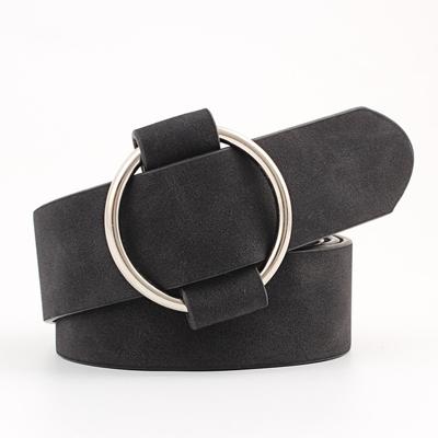 Casual naaldloze ronde gesp brede PU lederen riem voor vrouwen riem lengte: 103cm (zwart)