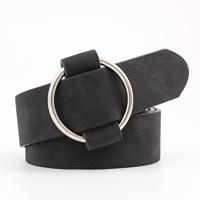 Casual naaldloze ronde gesp brede PU lederen riem voor vrouwen riem lengte: 103cm (zwart)