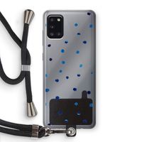 Blauwe stippen: Samsung Galaxy A31 Transparant Hoesje met koord