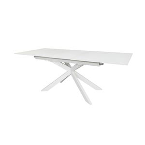 Kave Home Uitschuifbare Eettafel Atminda Glas, 160-210 x 90cm - Wit