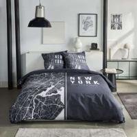 Completo letto - TODAY - JAVA - 2 persone - 240x220 cm - Cotone - Stampa New York - Nero