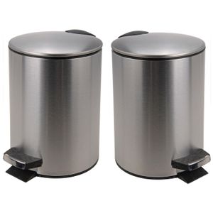 2x stuks pedaalemmers 3 liter van 17.5 x 23.5 cm RVS