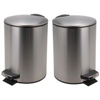 2x stuks pedaalemmers 3 liter van 17.5 x 23.5 cm RVS - thumbnail