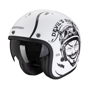 SCORPION Belfast Evo Romeo Mat, Jethelm of scooter helm, Wit-Zwart