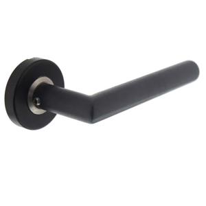 Intersteel Gatdeel deurkruk Jura Hoek 90° op rozet - RVS/mat zwart