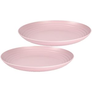 Set van 2x stuks rond kunststof borden oud roze 25 cm