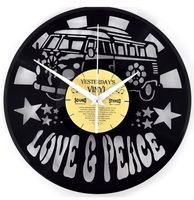 Vinyl Klok Love And Peace Bus - Gemaakt Van Een Gerecyclede Plaat - GELIMITEERDE OPLAGE - thumbnail