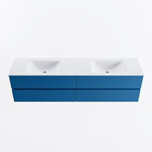 MONDIAZ VICA 190cm badmeubel onderkast Jeans 4 lades. Wastafel CLOUD dubbel 2 kraangaten, kleur Talc.