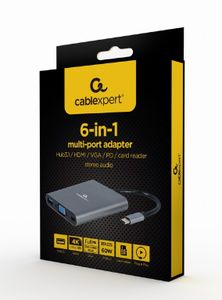 Gembird A-CM-COMBO6-01 laptop dock & poortreplicator USB 3.2 Gen 1 (3.1 Gen 1) Type-C Grijs