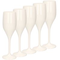 Set van 20x stuks champagne/prosecco flutes glazen wit 150 ml van onbreekbaar kunststof - thumbnail