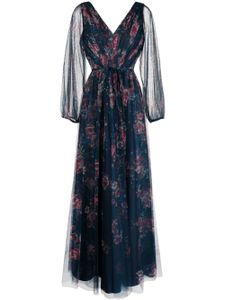 Marchesa Notte Bridesmaids robe longue à effet de transparence - Bleu