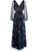 Marchesa Notte Bridesmaids robe longue à effet de transparence - Bleu