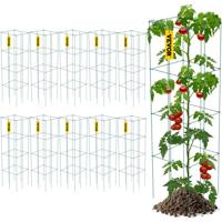 VEVOR Tomatenkooien 30 x 30 x 117 cm Set van 10 vierkante plantensteunkooien Robuuste groene tomatentorens van PVC-gecoat staal voor het beklimmen van groenten, planten, bloemen en fruit