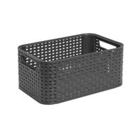 Leen Bakker - Curver Style Opbergmand 6L -antraciet - 28,5x19,4x13 Cm - Kunststof - Grijs