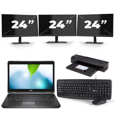 Dell Latitude E5440 - Intel Core i3-4e Generatie - 14 inch - 8GB RAM - 256GB SSD - Windows 11 + 3x 24 inch Monitor