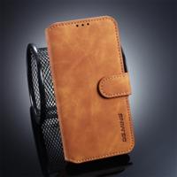 Dg. MING retro olie kant horizontale flip case voor Galaxy S10 E met houder & kaartsleuven & portemonnee (bruin)