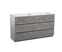 Storke Edge staand badmeubel 150 x 52 cm beton donkergrijs met Mata dubbele wastafel in mat witte solid surface - thumbnail