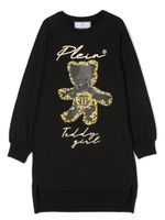 Philipp Plein Junior robe-pull en coton à imprimé graphique - Noir