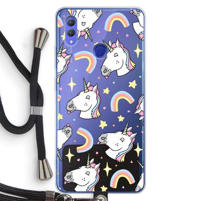 Rainbow Unicorn: Honor Note 10 Transparant Hoesje met koord