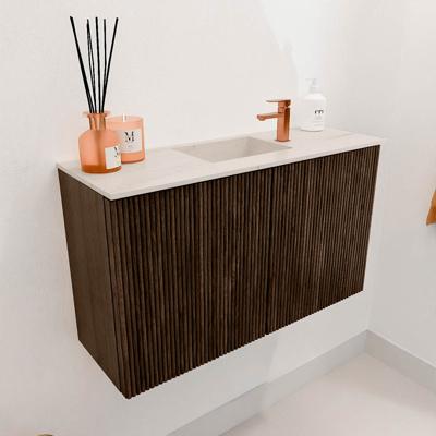 Toiletmeubel Mondiaz Joya Dlux | 70 cm | Meubelkleur Walnut | Faye wastafel Meli Wasbak Midden | 1 kraangat