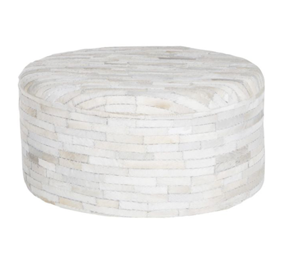Poef rond huid reepjes wit