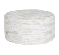 Poef rond huid reepjes wit