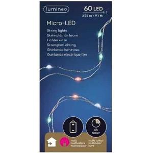 Lumineo draadverlichting - 60 led lampjes - gekleurd - 295 cm - lichtsnoer