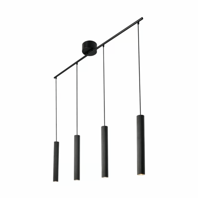 Hanglamp zwart Rails metaal Vico 4 spots