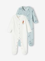 Set van 2 fluwelen pyjamapakjes set celadongroen - thumbnail