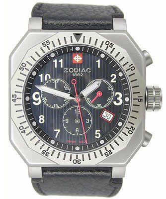 Horlogeband Zodiac ZO8800 Leder Zwart 22mm