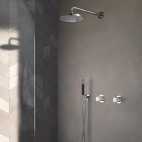 Hotbath Cobber IBS21 Complete Inbouwset - douchemengkraan - 2 functies - omstel - 35cm wandarm - 20cm ronde hoofddouche - staafhanddouche - geborsteld nikkel IBS21GN