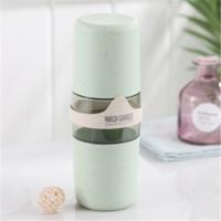 Draagbare handdoek tandenborstel houder geval buiten reizen camping tandpasta multi Cap opbergkoffer (groen)