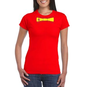 Rood t-shirt met Spanje vlag strikje dames