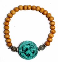 Sandalwood Elastische Armband Turquoise Om