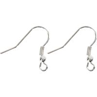 Creativ Company Oorbelhaaken, l: 18 mm, zilver, 10 stuk/ 1 doos