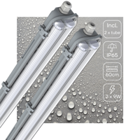 2 PACK - LED&apos;s Light LED TL dubbel armatuur 60 cm - Compleet met 2 LED TL buizen 60 cm - 2160lm